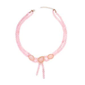NEW Rose Quartz Two Row Beaded Lariat Necklace 18"-20"  262.00 ctw